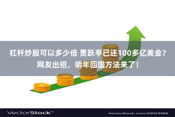 杠杆炒股可以多少倍 贾跃亭已还100多亿美金？网友出招，明年回国方法来了！