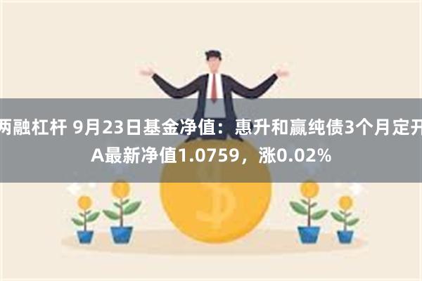 两融杠杆 9月23日基金净值：惠升和赢纯债3个月定开A最新净值1.0759，涨0.02%