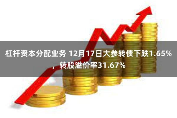 杠杆资本分配业务 12月17日大参转债下跌1.65%，转股溢价率31.67%